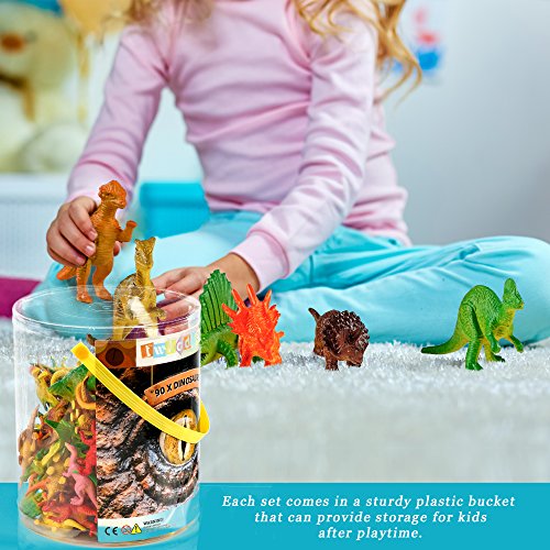 THE TWIDDLERS 90pcs Figura De Dinosaurio | Juego De Dinosaurios Educativo Realista | Jurásica En La Tina Juega a Las Figuras | Juguete para | Halloween Juguetes Regalos Piñata Fiesta para Niño