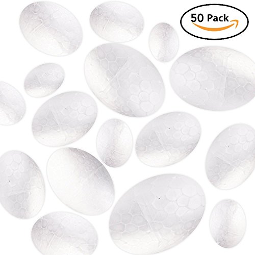 THE TWIDDLERS Paquete de 50 Huevos de Pascua Surtidos de Espuma de Poliestireno - Variedad de tamaños - Ideal para decoración, niños en Pascua, artesanía, Manualidades, moldear y Pintar.