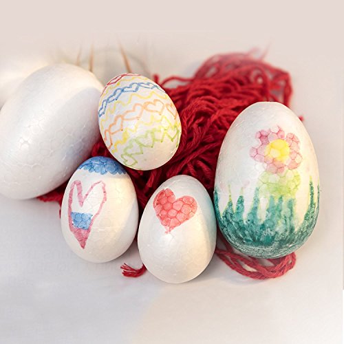 THE TWIDDLERS Paquete de 50 Huevos de Pascua Surtidos de Espuma de Poliestireno - Variedad de tamaños - Ideal para decoración, niños en Pascua, artesanía, Manualidades, moldear y Pintar.