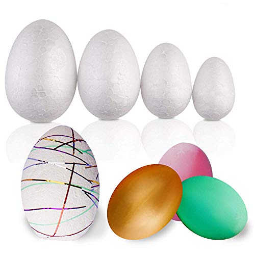 THE TWIDDLERS Paquete de 50 Huevos de Pascua Surtidos de Espuma de Poliestireno - Variedad de tamaños - Ideal para decoración, niños en Pascua, artesanía, Manualidades, moldear y Pintar.