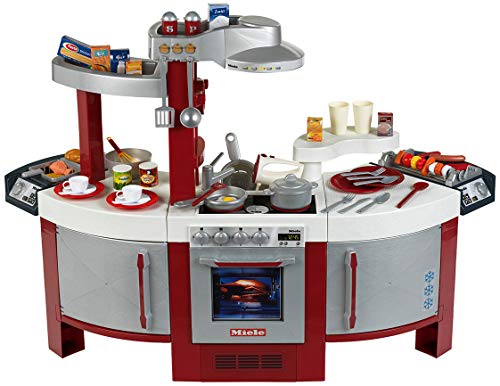 Theo Klein 9125 Cocina de Miele Cocina para niños que se puede utilizar por ambos lados, Placa de cocción con sonido y numerosos accesorios, a partir de 3 años, 137 cm x 55 cm x 95 cm