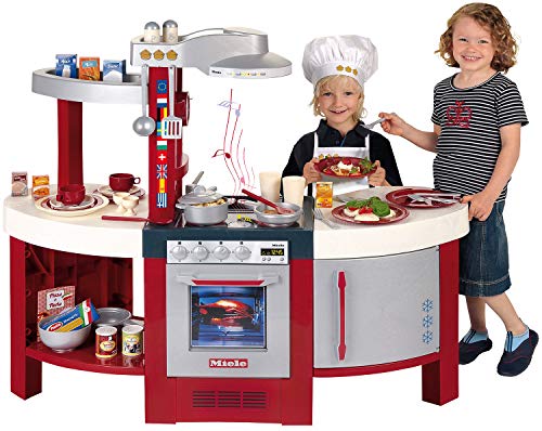 Theo Klein 9155 Cocina Miele Gourmet,nternational, Cocina de juguete que, placa de cocción con módulo de sonido a pilas, horno, lavavajillas y mucho más, a partir de 3 años, 120 cm x 43 cm x 95 cm