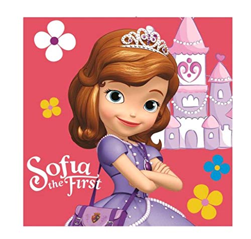 Theonoi - Juego de 4 toallas de invitados para niños, 30 x 30 cm, 100% algodón, diseño de Sofia The First