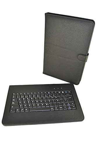 Theoutlettablet® Funda con Teclado extraíble en español (Incluye Letra Ñ) para Bq Aquaris M10 / Bq Edison 3 / Wolder Mitab 10.1" / Woxter 10.1" / Samsung Galaxy Tab A 10.1" - Color Negro