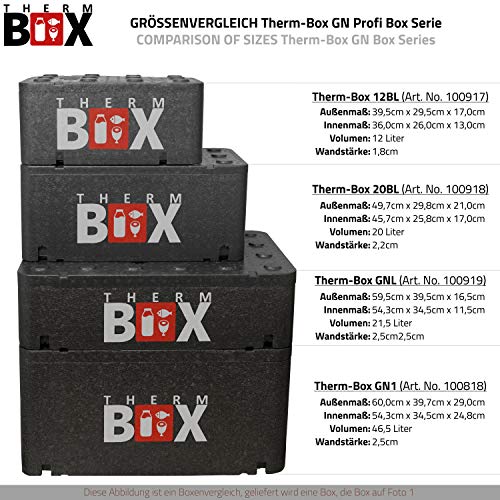 Therm Box - Recipiente térmico plano de 21,5 litros, aislante, caja térmica de poliestireno, interior de 54 x 34 x 11