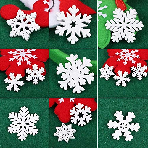 TheStriven 100 Piezas 3,5 cm Adornos de Copos de Nieve Blancos de Madera Copos de Nieve Copos de Nieve de Madera Blanca de Navidad para Adornos Colgantes de árbol de Navidad de año Nuevo