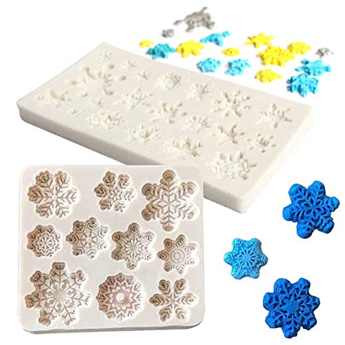 TheStriven 2 Piezas Molde de Silicona Forma de Copo de Nieve Navidad Molde Galletas Forma Hornear y Manualidades Copo de Nieve de DIY Molde de Pastel de Chocolate para Magdalenas Galletas