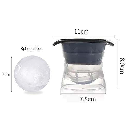 TheStriven Molde de La Bandeja de Bolas de Hielo con Tapa Flexible Bandeja de Hielo de Silicona Ice Helado Heladera de Silicona Juego de 2 para Grandes 6 cm Bolas de Hielo Negro Para Whisky y Cócteles