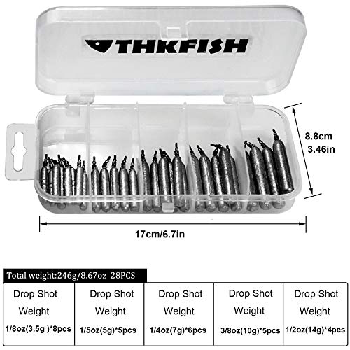 THKFISH Kit de señuelos de Pesca Anzuelos de Pesca Pesqueros de Peso Pesca Drop Shot Rig Swivels de Pesca Encaje 28 Piezas