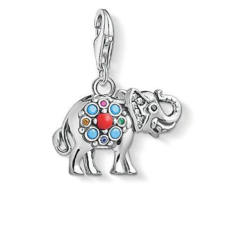 Thomas Sabo - Colgante Charm de Mujer "Elefante indio Charm Club", Plata de Ley 925, Plateado