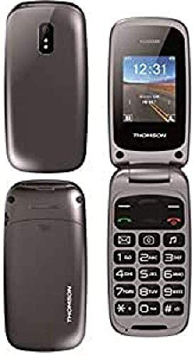 Thomson TLINK40 - Móvil Tipo Concha Dual SIM con Manos Libres, Bluetooth y Linterna LED - Plata