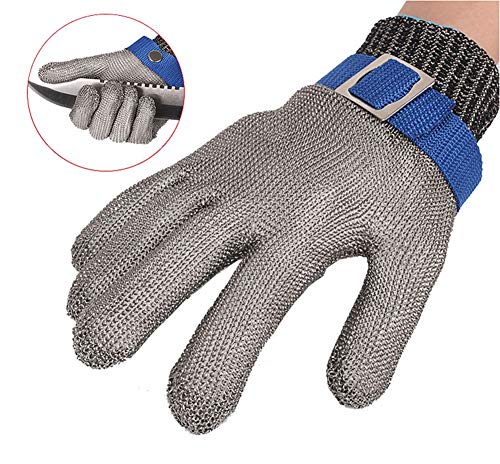 ThreeH Guantes resistentes al corte de acero inoxidable 316L Guantes de malla de alambre Guante de trabajo de protección de nivel 5 GL09 XS(Un guante)