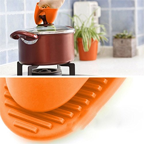 TIANOR 2 Pcs Guante de Cocina de Silicona Pinza para Cocina Manoplas para Horno de Silicona Resistente al Calor (Naranja)