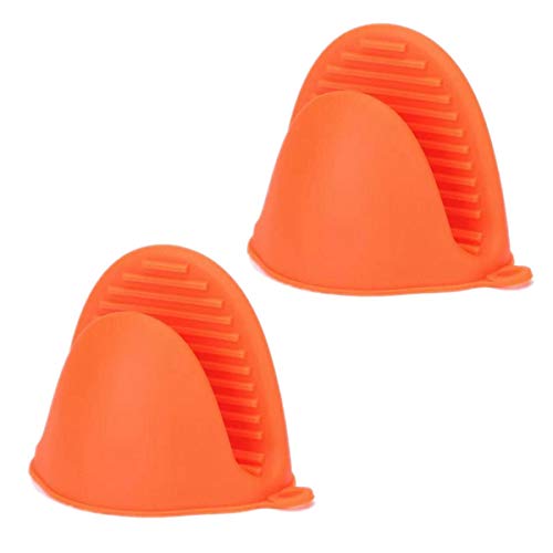 TIANOR 2 Pcs Guante de Cocina de Silicona Pinza para Cocina Manoplas para Horno de Silicona Resistente al Calor (Naranja)