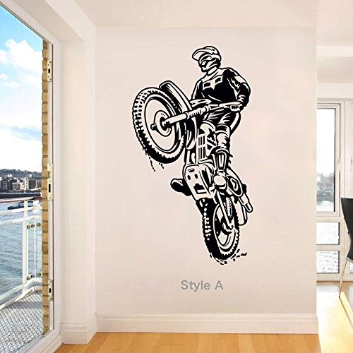 Tianpengyuanshuai Adhesivo de Pared Vinilo DIY decoración del hogar Motocicleta Jugador Pared calcomanía niños Deportes Motocicleta Sala de estar-48x87cm