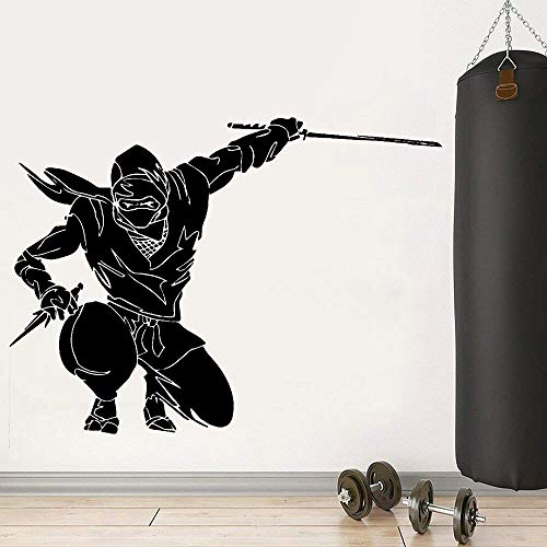 Tianpengyuanshuai Calcomanía de Pared Ninja Guerrero samurái japonés Vinilo Militar extraíble calcomanía de Pared habitación de los niños decoración del hogar-42x30cm