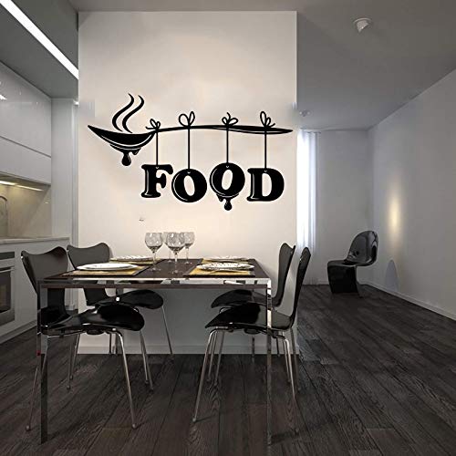 Tianpengyuanshuai Cuchara de Cocina Grande Etiqueta de la Pared Cocina Comida Catering Cocina Cuchara de Corte Etiqueta de la Pared Vinilo Decoración del hogar -100x57cm