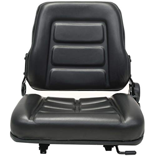 Tidyard Asiento de Tractor y Máquina Elevadora Asiento Silla Respaldo Ajustable de Estructura de Acero y Tapicería de PVC 48 x 48 x 50 cm Negro