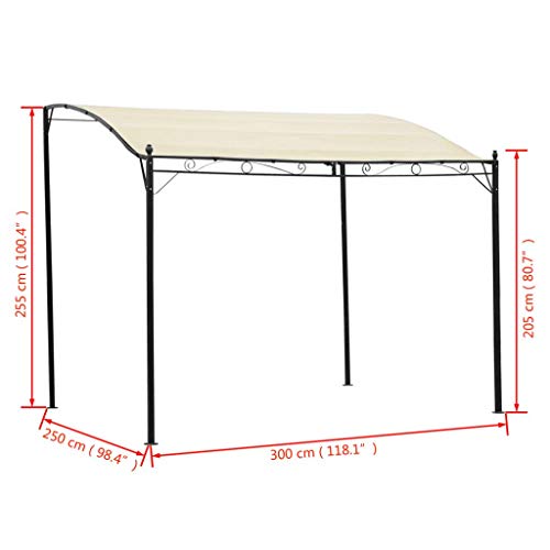 Tidyard Pérgola, Gazebo, Toldo, Cenador para Jardín, Patio o Terraza de Protector Solar Exterior 3 x 2,5 m Blanco Crema y Negro