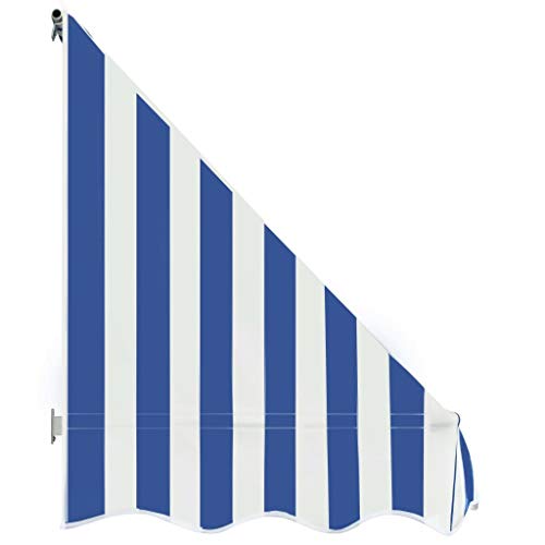 Tidyard Toldo para Bar Toldo Terraza Toldos Impermeables Exterior de Tela con Revestimiento de Pa Azul y Blanco 250 x 120 cm