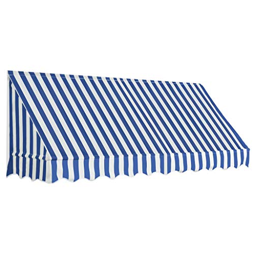 Tidyard Toldo para Bar Toldo Terraza Toldos Impermeables Exterior de Tela con Revestimiento de Pa Azul y Blanco 250 x 120 cm