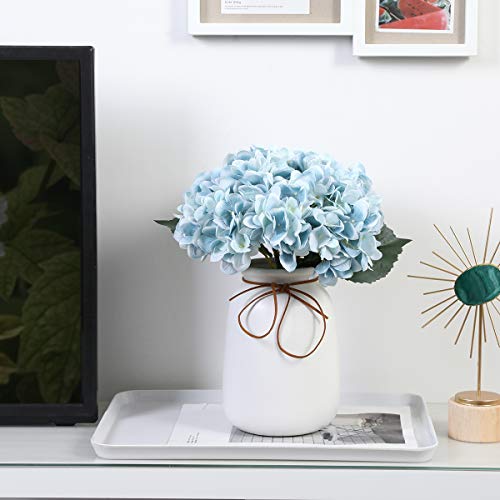 Tifuly Artificial Hydrangea Flower, 5 PCS Ramos de hortensias de Seda de Tallo Largo para Bodas, hogar, Hotel, decoración de Fiestas, centros de Mesa (Azul)