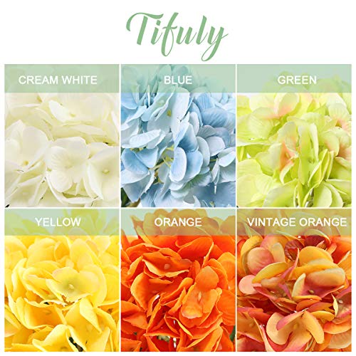 Tifuly Artificial Hydrangea Flower, 5 PCS Ramos de hortensias de Seda de Tallo Largo para Bodas, hogar, Hotel, decoración de Fiestas, centros de Mesa (Azul)