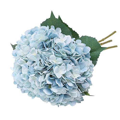 Tifuly Artificial Hydrangea Flower, 5 PCS Ramos de hortensias de Seda de Tallo Largo para Bodas, hogar, Hotel, decoración de Fiestas, centros de Mesa (Azul)