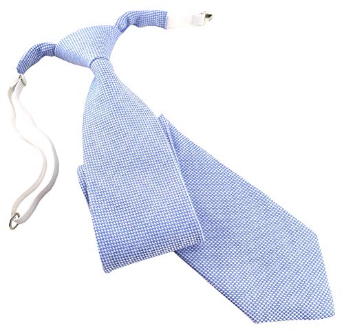 TigerTie Pique - Corbata infantil con goma elástica azul claro, blanco Talla única