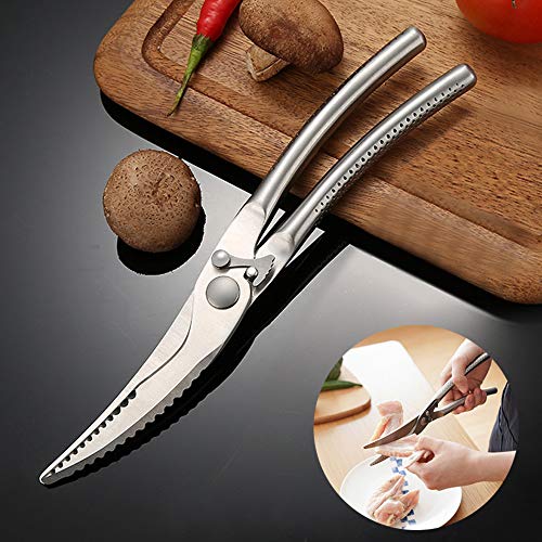 Tijeras de Cocina Acero Inoxidable,Tijeras Trinchar para Pollo Pescado Carne,Tijeras de Aves Profesionales Cizalla para Cortar Huesos,Kitchen Scissors Poultry Shears Resistentes Metal,Resorte Cargado