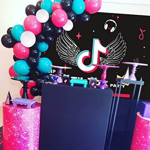 Tik Tok Globos de Látex, Suministros de Decoración para Fiestas de Cumpleaños Temáticas de Tiktok, 100 Pieza de Ø25cm Globos con Uniendo Cadena y Punto de Pegamento para Fiestas, Celebraciones