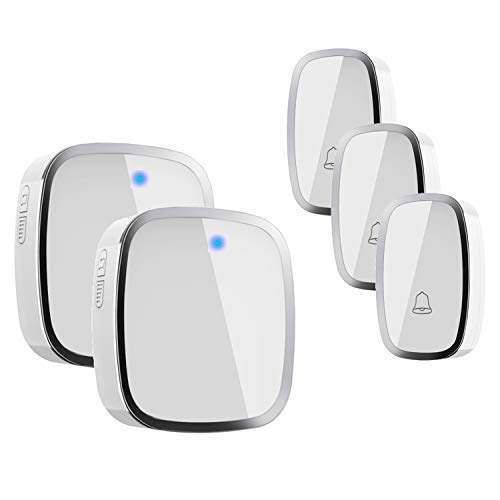 Timbre Inalámbrico,IPSmart Kit de Timbre inalámbrico Exterior Impermeable 3 Transmisor y 2 Receptores Timbre Plug-in sin Hilos a un Rango de 900ft de Distancia 36 Melodías de 4 Niveles de Volumen