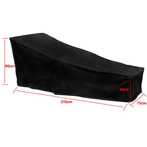 TIMESETL Funda para Tumbona Impermeable de Jardín Grande Fundas Muebles Exterior 420D Oxford Poliéster Patio Funda Protectora Negro Cubierta para Tumbona contra Lluvia, Nieve, Solar y Polvo