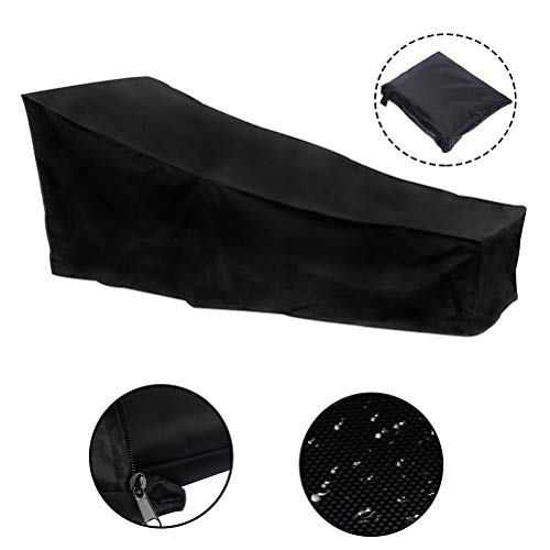 TIMESETL Funda para Tumbona Impermeable de Jardín Grande Fundas Muebles Exterior 420D Oxford Poliéster Patio Funda Protectora Negro Cubierta para Tumbona contra Lluvia, Nieve, Solar y Polvo