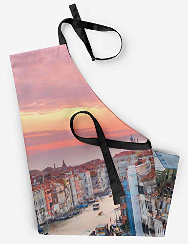 Timingila turista Gran Canal de Venecia Delantal de Cocina con Estampado Ajustable y Respaldo Trasero Babero 24 x 32 Pulgadas