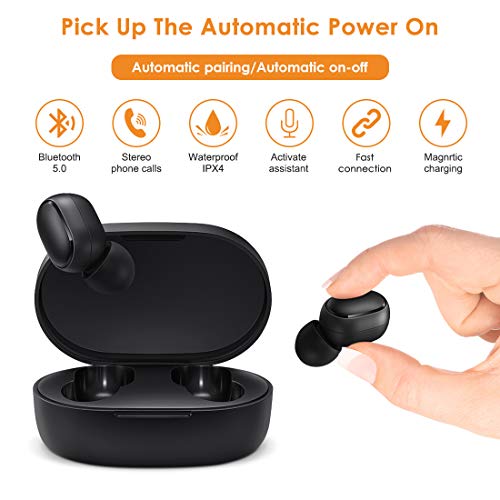 Timoom Redmi Airdots 2 Bluetooth 5.0 Auriculares Inalámbricos, Wireless Earbuds, Auriculares Estéreos Manos Libres con Micrófono, Impermeable IPX4, Estuche de Carga Magnética