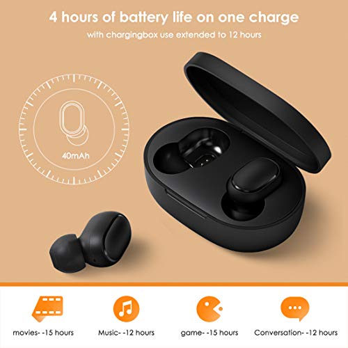 Timoom Redmi Airdots 2 Bluetooth 5.0 Auriculares Inalámbricos, Wireless Earbuds, Auriculares Estéreos Manos Libres con Micrófono, Impermeable IPX4, Estuche de Carga Magnética