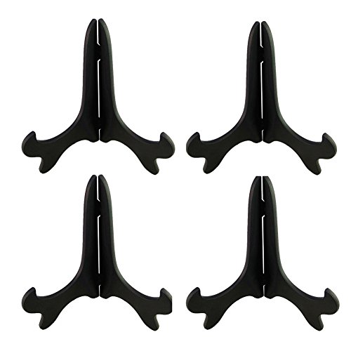 Tincogo Negro Madera plástica caballetes Display Stands Cuadro Marco Soporte portaplacas 8 Pulgadas (Paquete de 4) Negro