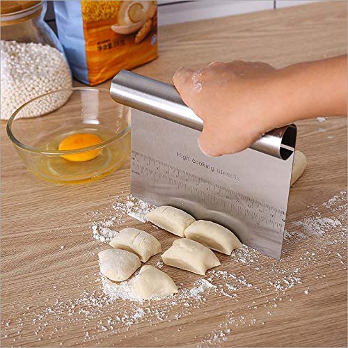 tingz Raspador/Cortador de Masa de Acero Inoxidable，Rasqueta cortadora Cocina para Pan,Postre,Pasteles,repostería,Rasqueta cortadora Resistente，con guía de Medidas