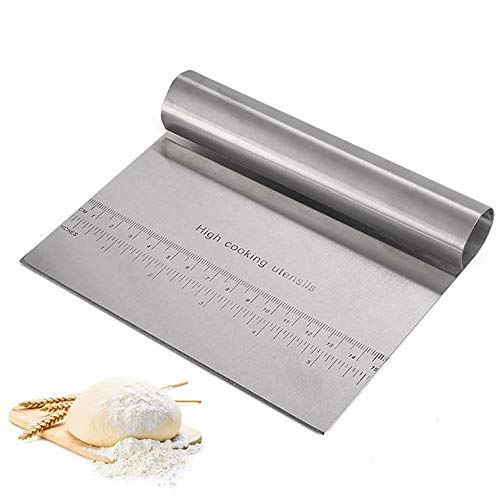 tingz Raspador/Cortador de Masa de Acero Inoxidable，Rasqueta cortadora Cocina para Pan,Postre,Pasteles,repostería,Rasqueta cortadora Resistente，con guía de Medidas