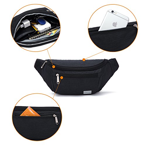 TINYAT Riñonera Cinturón Riñonera Viaje Running Outdoor Sport Fanny Pack para Mujeres Hombres, (Negro / 206)