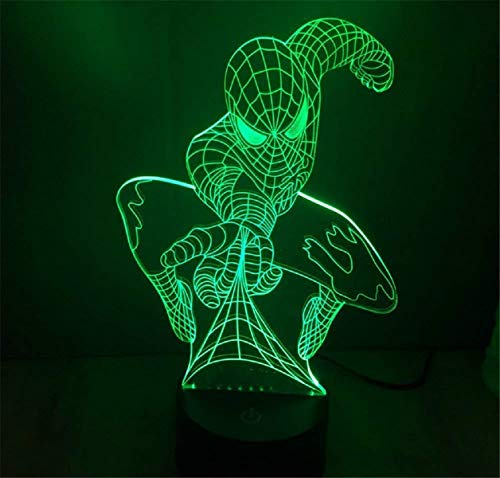 Tipmant Luz llevada 3D Noche de 7 Colores Illusion Lighting Lámpara de Mesa Decoración Hogareña Regalos Habitación de Niños Decoración (Spider Man)