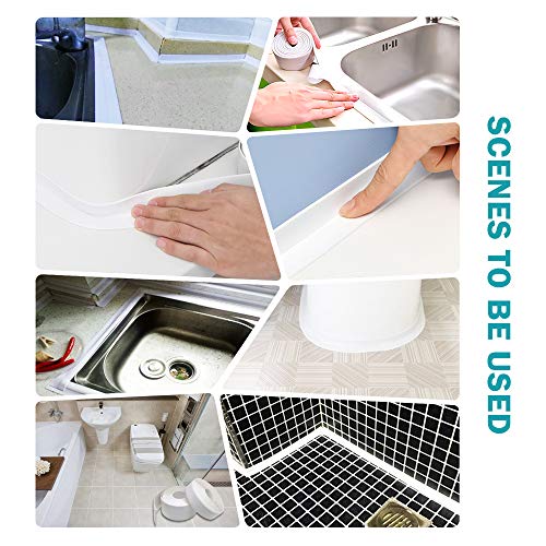 Tira de Calafateo, Tira Selladora, Cinta Selladora de Baño Autoadhesiva, Cinta de Sellado Impermeable a Prueba de Moho para Baño/Cocina/Inodoro/Bañera/Esquina de Pared (Paquete de 2)