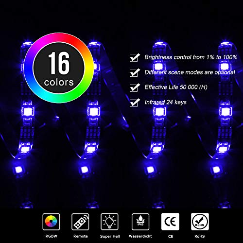 Tira LED, Zorara Tiras led TV USB 3M 90 Leds Retroiluminación con Remoto SMD 5050 RGB 16 Colores IP65 Impermeable Lluminación Ajustable para HDTV de 40-60 Pulgadas, Alimentado por USB para TV/PC