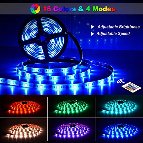 Tiras LED 6M, OMERIL Impermeable Tira LED USB con Control Remoto, 4 Modos de Brillo y 16 Colores, 5050 RGB Tira LED para Habitacion, Hogar, Cocina, Porche, Bar, Fiesta, Boda y Restaurante (2x3M)