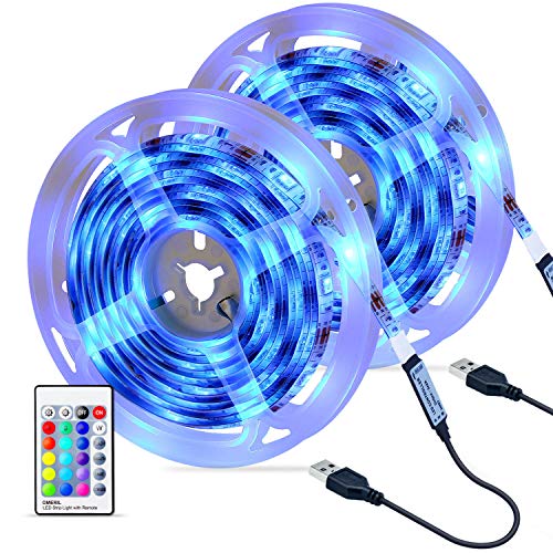 Tiras LED 6M, OMERIL Impermeable Tira LED USB con Control Remoto, 4 Modos de Brillo y 16 Colores, 5050 RGB Tira LED para Habitacion, Hogar, Cocina, Porche, Bar, Fiesta, Boda y Restaurante (2x3M)