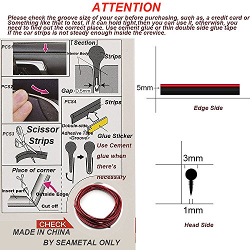 Tiras Líneas de Molduras Interior del Coche - AUTOMAN 16.4 Pies Decoración Moulding Trim Strip línea Para la Mayoría de los Automóviles (5m Rojo)