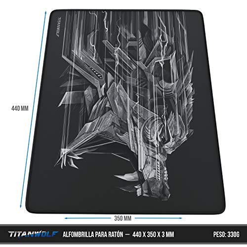 TITANWOLF - XL Alfombrilla para ratón 440 x 350 mm - Speed Gaming Mousepad - Mouse Pad para Ordenador - Base para Mesa Grandes Dimensiones - Diseño: Epsilon