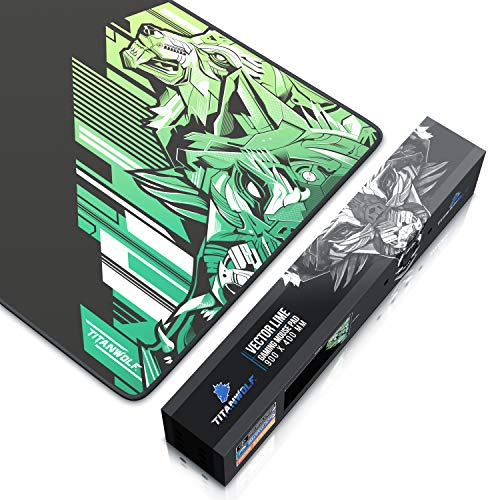 TITANWOLF - XXL Alfombrilla para ratón 900 x 400 mm - Speed Gaming Mousepad - Mouse Pad para Ordenador - Base para Mesa Grandes Dimensiones - Diseño Vector Lime