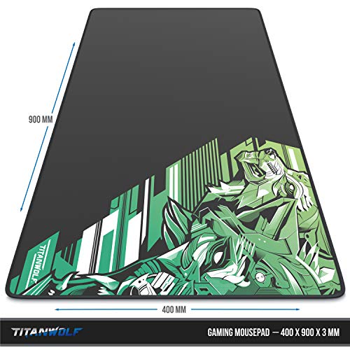 TITANWOLF - XXL Alfombrilla para ratón 900 x 400 mm - Speed Gaming Mousepad - Mouse Pad para Ordenador - Base para Mesa Grandes Dimensiones - Diseño Vector Lime